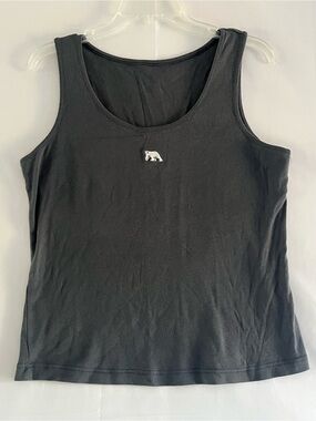 Vintage Y2K Charcoal Grey Embroidered Polar Bear Cotton Tank Top L